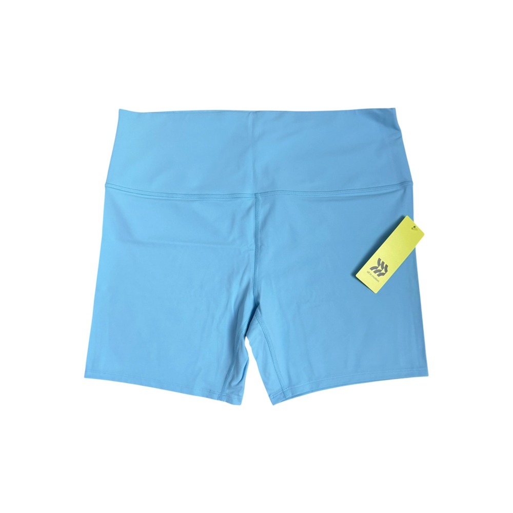 All in Motion Womens 1X Blue Denim Bike 6" Shorts High-Rise Athletic Yoga NWT